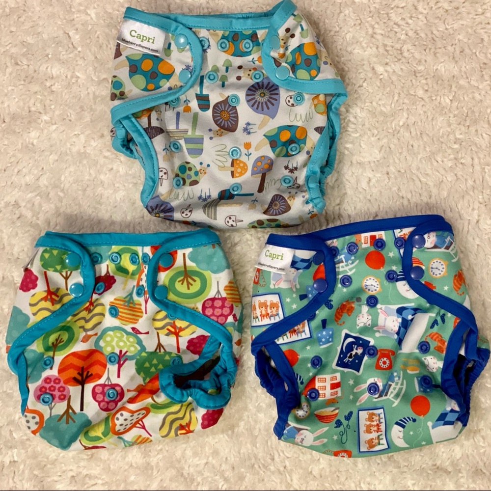 3 Blueberry Capri diaper covers